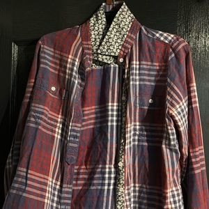 Red White and Purple Plaid top